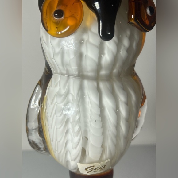GCA Hand Blown Glass Amber Perched Owl Vintage Heavy MCM - Picture 16 of 16